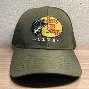 New BASS PRO SHOPS CLUB HAT Olive Mesh Snapback Trucker Adjustable Retro Fishing